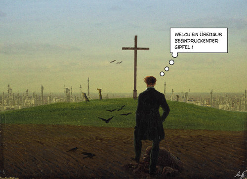 Cartoon: Klimagipfel (medium) by Anjo tagged gipfel,klima,doha,weltklimagipfel,erderwärmung,grad,klimakonferenz,caspar,david,friedrich,gipfel,klima,doha,weltklimagipfel,erderwärmung,grad,klimakonferenz,caspar,david,friedrich