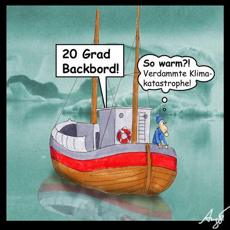 Cartoon: Klimakatastrophe (medium) by Anjo tagged klimakatastrophe,erderwärmung,treibhaus,öko,boot,erde