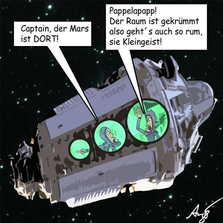 Cartoon: Mission to Mars (medium) by Anjo tagged einstein,relativität,mars,physik,weltraum,all,space