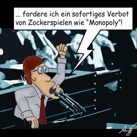 Cartoon: Zockerspiele (medium) by Anjo tagged finanzkriese,killerspiele,zockerspiele,monopoly,amok