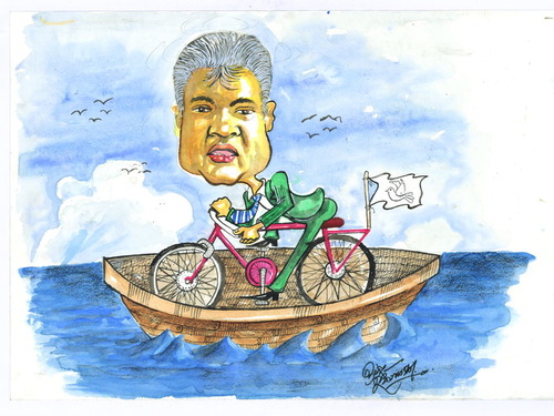 Cartoon: Ranil Wickramasinghe (medium) by indika dissanayake tagged ranil,wickramasinghe
