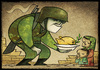 Cartoon: Peace is served (small) by Giacomo tagged war peace mission profugni iraq afghanistan dove olive tree flat giacomo cardelli lombrio