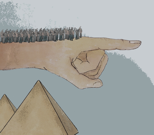 Cartoon: revolution en Egypte (medium) by No tagged moubarak,egypte,revolution,army,mubarak,exit,out
