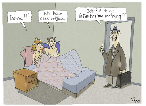 Cartoon: Infinitisimal Rechnung (medium) by POLO tagged überraschung,bett,ehe,mathematik,mathematik,ehe,bett,überraschung