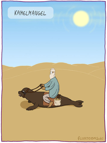 Cartoon: Kamelmangel (medium) by Frank Zimmermann tagged kamelmangel,kamel,wüste,beduine,sonne
