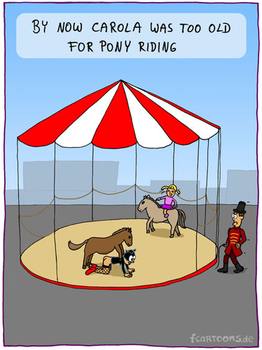 Cartoon: PONY RIDING (medium) by Frank Zimmermann tagged pony,riding,girl,circus,fun,fair,cartoon,tamer,sm,sodomy