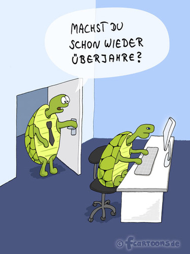 Cartoon: SCHILDKRÖTEN IM BÜRO (medium) by Frank Zimmermann tagged boss,cartoon,office,arbeit,überstunde,büro,schildkröte,chef