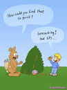 Cartoon: GPS (small) by Frank Zimmermann tagged gps easter bunny boy geo geocache eggs geocaching nest bush fcartoons cartoon