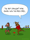 Cartoon: RED CARD (small) by Frank Zimmermann tagged red,card,soccer,football,fußball,schiri,schiedsrichter,pferd,stier,rot,cartoon,comic,bull,horse,lion,lions,ref,referee,grass,green