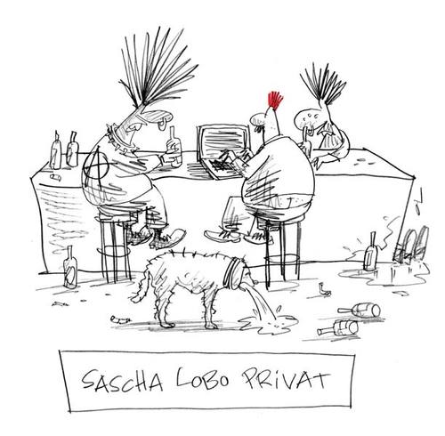 Cartoon: LoboTomi (medium) by OL tagged sascha,lob,lobotomie,irokese,iro,werbetexter,internet,blogger