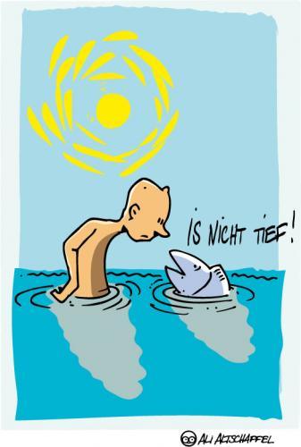 Cartoon: Is nich tief (medium) by ali tagged baden,strand,fisch,sonne,meer,urlaub,baden,strand,fisch,sonne,meer,urlaub,ozean,tiefsee,tiefe