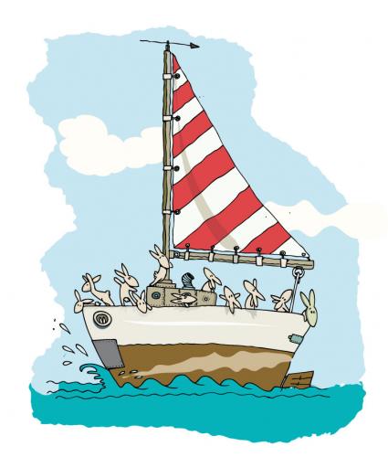 Cartoon: sail (medium) by ali tagged kaninchen,rabbits,bunny,segeln,sail,meer,abenteuer,reise,see,boot,boat,kaninchen,hase,tier,boot,schiff,segeln,meer,abenteuer,reise,verreisen,urlaub,kreuzfahrt,aussetzen,ausgesetzt,schiffsfahrt,ozean,auswandern,exil,immigration,migration,flüchtling,abhauen,flucht