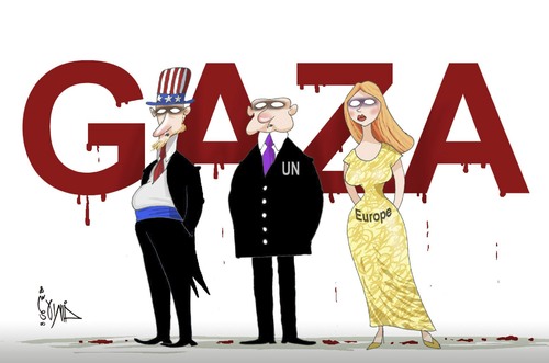 Cartoon: ..The Official Western Media! (medium) by Khalid Alhashimi tagged gaza,palestine,terrorism,cartoons,israel
