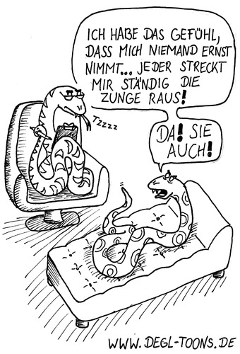 Cartoon: Schlange in Therapie (medium) by DEGL-TOONS tagged schlange,zunge,therapie,psychologe