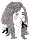 Cartoon: Panda! Panda! (small) by BonnieRue tagged girl,panda,pink,black,big,hair,animal,creature