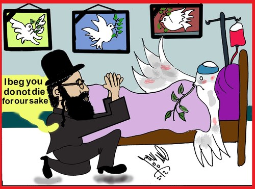 Cartoon: DOVE OF THE PEACE (medium) by AHMEDSAMIRFARID tagged israel,carecature,farid,samir,ahmed,revolution,egypt,east,middle,dove,peace,cartoon