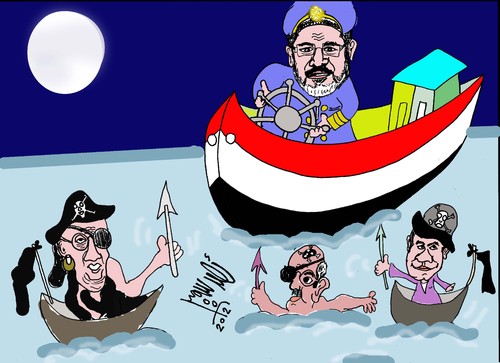Cartoon: POLITICAL BOAT (medium) by AHMEDSAMIRFARID tagged egypt,revolution,ahmed,samir,farid,cartoon,carecature,mursy