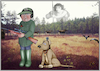 Cartoon: Huntingseason. (small) by Maria Hamrin tagged shootingseason,hunter,rifle,riflescope,gpsclock,radio,walkietalkie,headphones,camera,dog,huntingdog,medal,bear,moos,huntingoodess,gees,cranes,shootingground,autumn