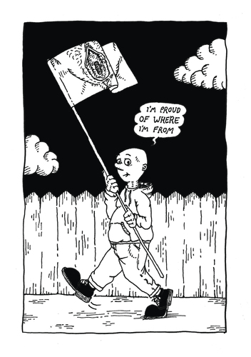 Cartoon: One Nation (medium) by foreigneye tagged pride,nationalism,labia,vulva,birth,mother,flag