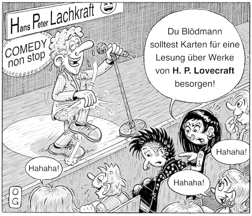 Cartoon: H. P. Lachkraft (medium) by Oliver Gerke tagged lovecraft,humor,comedy,heavy,metal,punk,gothic,horror