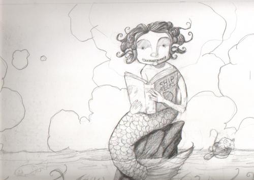 Cartoon: mermaid (medium) by orchard tagged mermaids,pencil