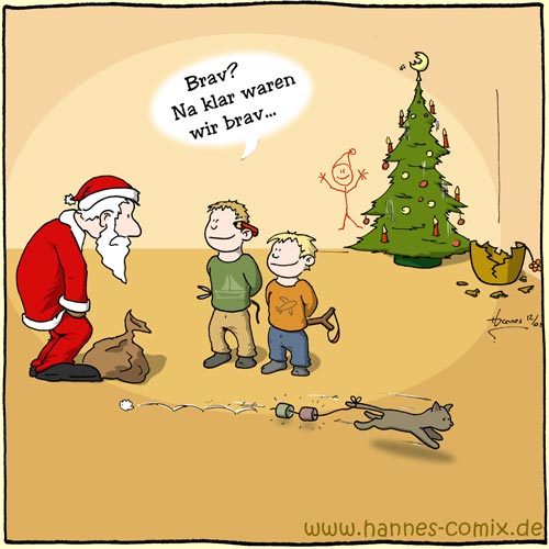Cartoon: brav (medium) by Hannes tagged weihnachten,xmas,weihnachtsmann,kinder,christbaum,weihnachtsbaum