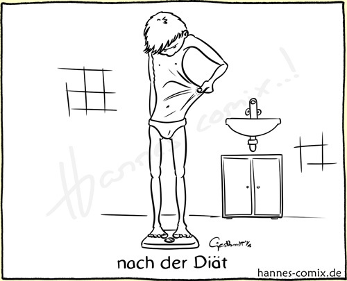 Cartoon: nach der Diät (medium) by Hannes tagged diät,diet,gesundheit,health,haut,skin,inktober