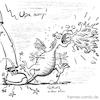 Cartoon: Flame (small) by Hannes tagged dragon,drache,flamme,flame,unfall,versehen,schmerzen,haustier,pain,pet