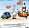 Cartoon: Verwechslungsgefahr (small) by Hannes tagged auto,fernbedienung,forscher,forschung,hoppla,rakete,schussel,startknopf,verwechslung,car,confusion,mistake,remote,remotecontroll,rocket,science,scientist
