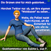 Cartoon: Nafri - Grüne (small) by PuzzleVisions tagged puzzlevisions,grüne,green,partei,party,peter,özdemir,nafri,polizei,police,twitter