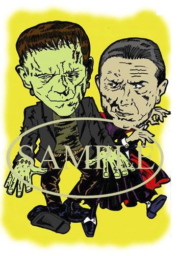 Cartoon: Karloff and Lugosi (medium) by Marty Street tagged frankenstein,dracula