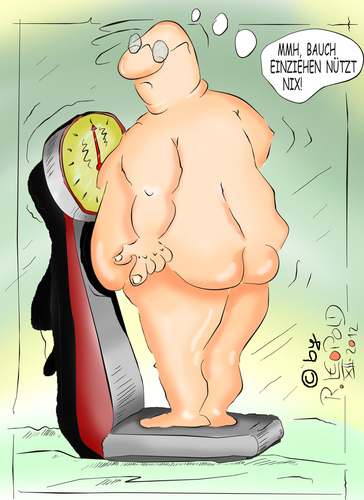 Cartoon: Gewichtsprobleme (medium) by Leopold tagged diät,annehmen,übergesicht,mann,dick,waage