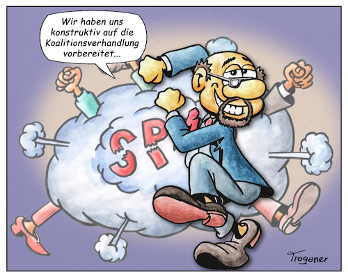 Cartoon: Auf in die nächste Runde! (medium) by Troganer tagged koalition,verhandlung,regierung,spd,cdu,csu,schulz,merkel