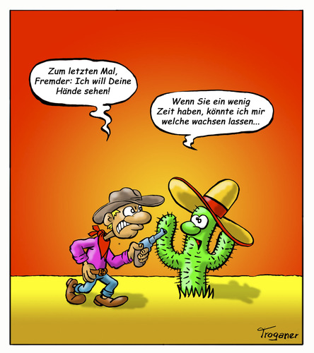 Cartoon: Wüsten-Duell (medium) by Troganer tagged kaktus,wüste,bedrohung