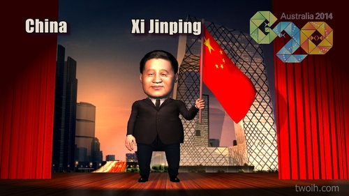 Cartoon: China Xi Jingping (medium) by TwoEyeHead tagged china,president,g20,brisbne,australia