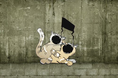 Cartoon: wallcats (medium) by o-sekoer tagged cat