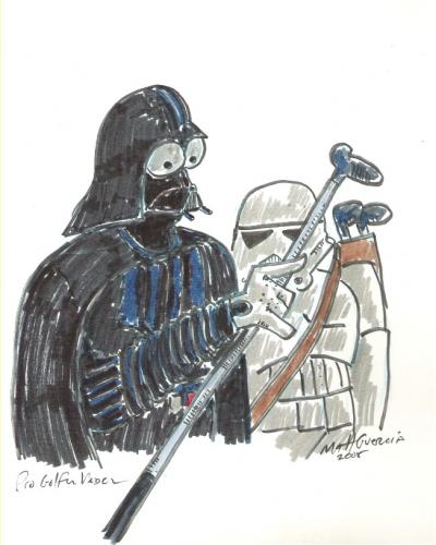 Cartoon: Pro Golfer Vader (medium) by rocknoise tagged cartoon,humor,mrmatt,caricature,darth,vader,star,wars