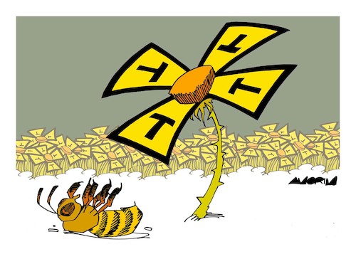 Cartoon: Bees (medium) by Amorim tagged bees,transgenic,seeds,bees,transgenic,seeds
