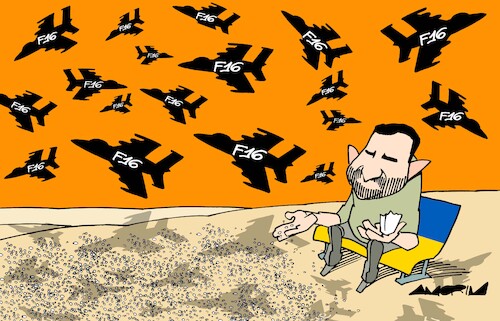 Cartoon: Birds (medium) by Amorim tagged ukraine,zelenski,nato,f16,ukraine,zelenski,nato,f16
