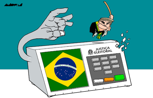 Cartoon: Brazil election (medium) by Amorim tagged brasil,lula,bolsonaro,brasil,lula,bolsonaro,brazil,election,justice