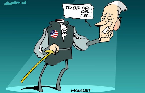 Cartoon: Drop out or not (medium) by Amorim tagged us,election,trump,biden,us,election,trump,biden