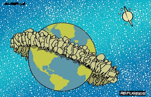 Cartoon: Earth orbit (medium) by Amorim tagged refugees,immigration,refugees,immigration