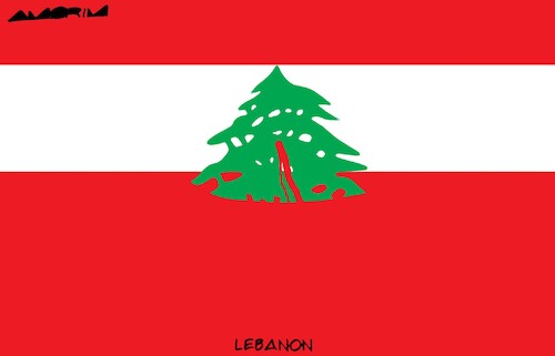 Cartoon: Flags (medium) by Amorim tagged lebanon,hezbollah,netanyahu,lebanon,hezbollah,netanyahu