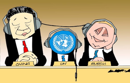 Cartoon: General Assembly (medium) by Amorim tagged un,xi,jimping,putin,un,xi,jimping,putin