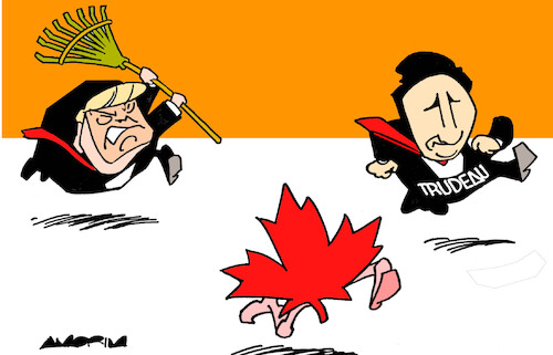 Cartoon: Leaves (medium) by Amorim tagged trump,canada,justin,trudeau,trump,canada,justin,trudeau