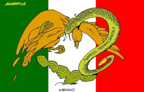Cartoon: Mexican flag (medium) by Amorim tagged mexicanflag,narcoterrorism,mexico,mexicanflag,narcoterrorism,mexico