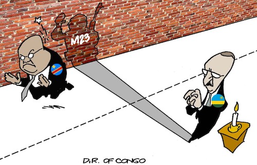 Cartoon: Never ending war (medium) by Amorim tagged dr,congo,rwanda,goma,paul,kagame,felix,tshisekedi,dr,congo,rwanda,goma,paul,kagame,felix,tshisekedi