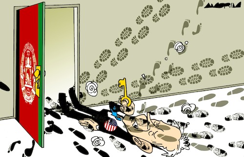 Cartoon: Opened the door (medium) by Amorim tagged joe,biden,usa,afghanistan