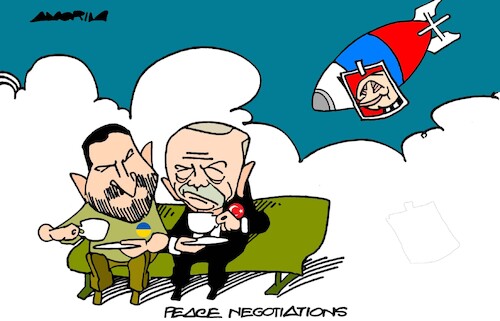 Cartoon: Peace talks (medium) by Amorim tagged russia,ukraine,türkiye,russia,ukraine,türkiye