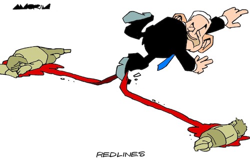 Cartoon: Red lines (medium) by Amorim tagged israel,gaza,redline,israel,gaza,redline